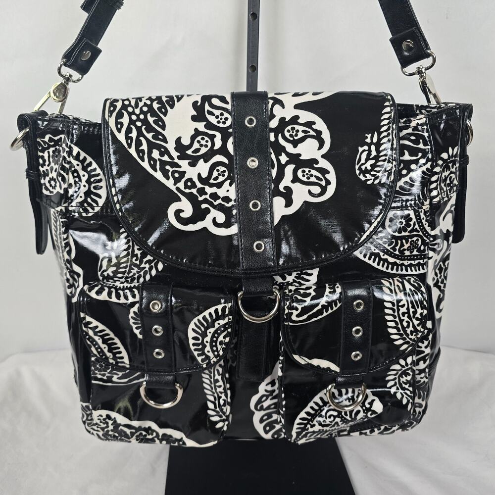 Gigi Hill B&W Paisley Patent Tote Shoulder Bag